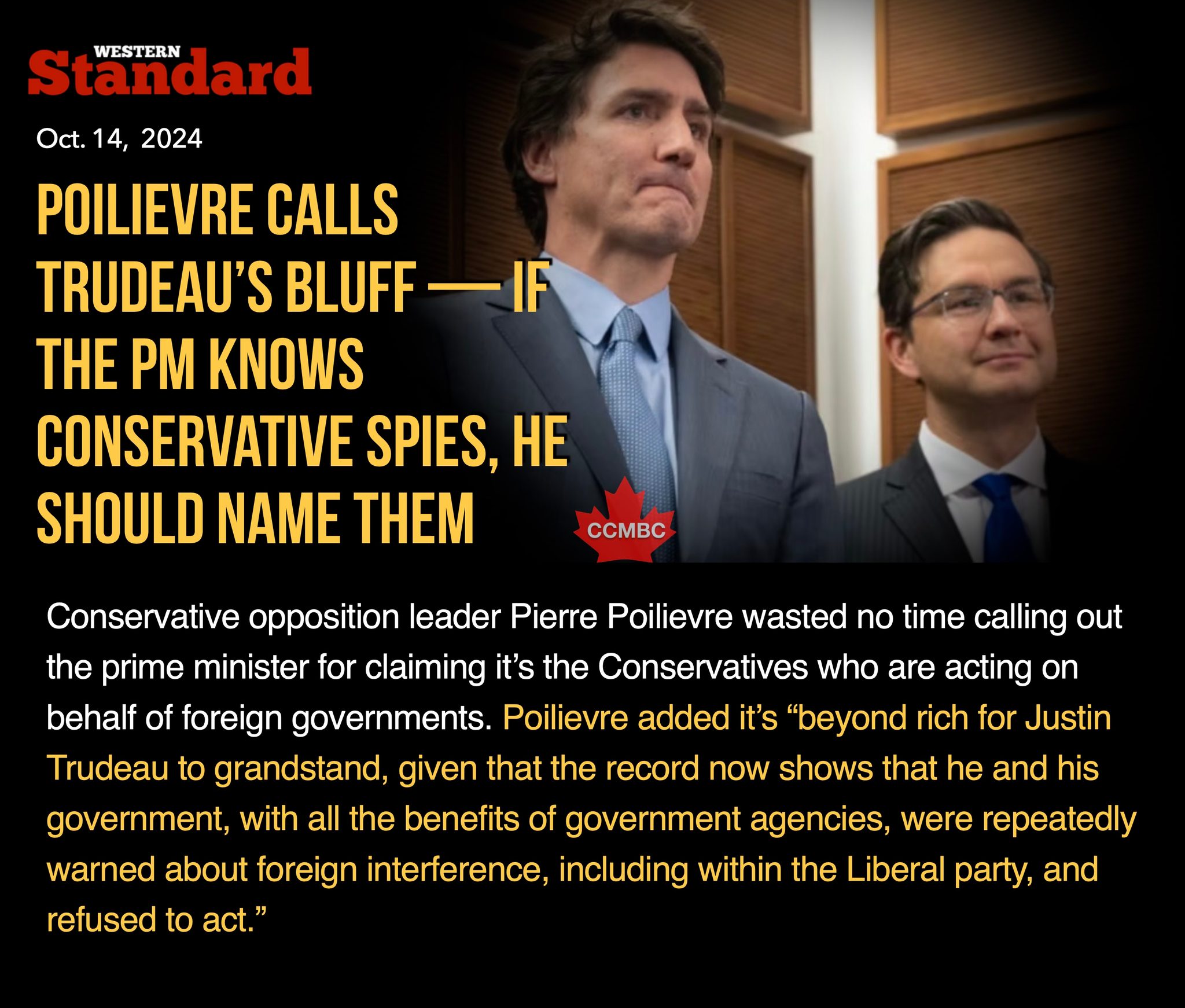 Poilievre Calls Trudeau’s Bluff